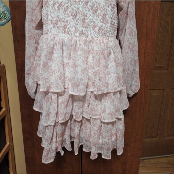 JUNIORS Paisley Floral Square Neck Ruffle Dress Large - Picture 2 of 7